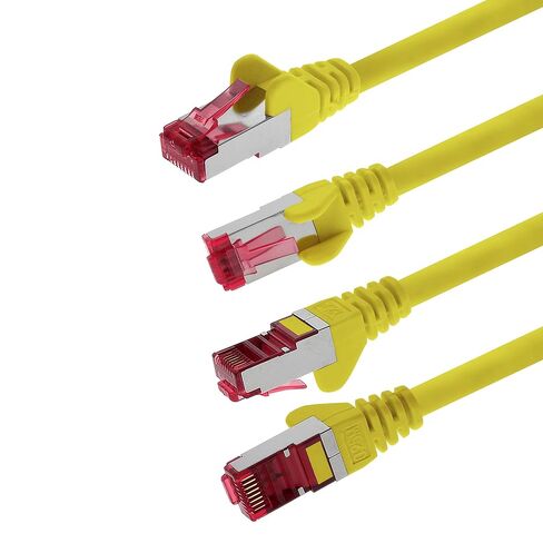1m - CAT6a - Network cable yellow - 5 pieces CAT 6a S-FTP double shielded PIMF 500MHz halogen free patch cable compatible with CAT5 CAT6 CAT7 CAT8 10GBASE-T - 10000 Mbps for switch, router, modem in Saudi Arabia