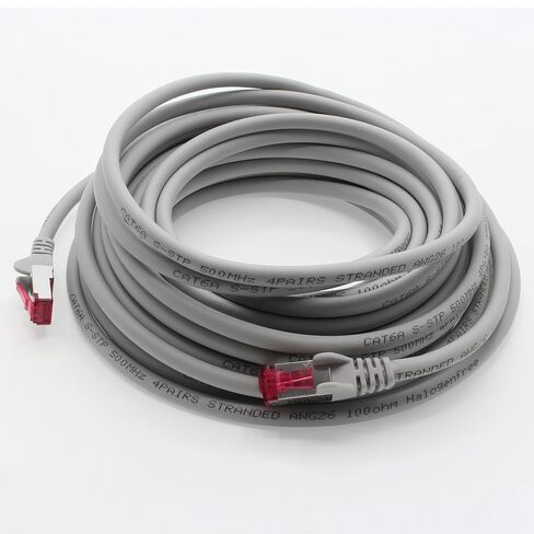 10m - CAT6a - Network cable grey - 1 piece CAT 6a S-FTP double shielded PIMF 500MHz halogen free patch cable compatible with CAT5 CAT6 CAT7 CAT8 10GBASE-T - 10000 Mbps for switch, router, modem in Saudi Arabia