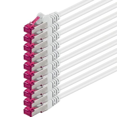1m - CAT6a - Network cable white - 10 pieces CAT 6a S-FTP double shielded PIMF 500MHz halogen free patch cable compatible with CAT5 CAT6 CAT7 CAT8 10GBASE-T - 10000 Mbps for switch, router, modem in Saudi Arabia