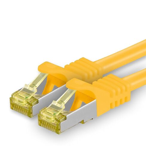Cat.7 Patch Cable Set S/FTP (PiMF) Ethernet LAN Network Cables 10 Gigabit/s High Speed 600 MHz with Locking Protection Halogen-Free (LSZH) Yellow - 1 Piece 3m in Saudi Arabia
