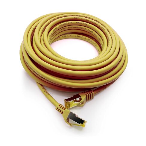 Cat.7 Patch Cable Set S/FTP (PiMF) Ethernet LAN Network Cables 10 Gigabit/s High Speed 600 MHz with Locking Protection Halogen-Free (LSZH) Yellow - 1 Piece 3m in Saudi Arabia