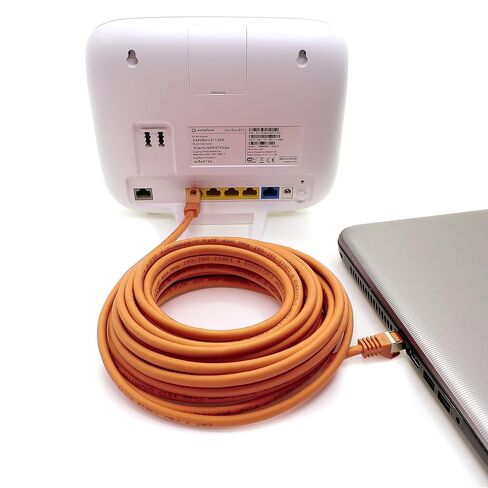 1aTTack.de Cat.7 Patch Cable Set S/FTP (PiMF) Ethernet LAN Network Cables 10 Gigabit/s High Speed 600 MHz with Locking Protection Halogen-Free (LSZH) Orange - 1 Piece 25m in Saudi Arabia