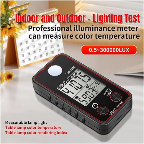 Light Meter, Light Meter Illuminance Color Temperature 0.5-300000 LUX LED Illumination Test Photographic Luminance Measure,Luxmeter in Kuwait