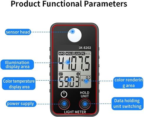 Light Meter, Light Meter Illuminance Color Temperature 0.5-300000 LUX LED Illumination Test Photographic Luminance Measure,Luxmeter in Kuwait