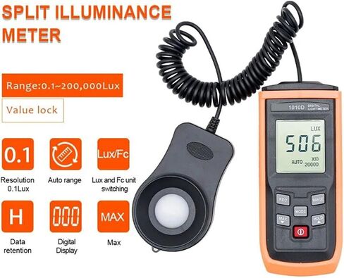 Light Meter, Handheld Digital Light Meter LCD Fotometro Photography Luminometer Max Min 0-200000 LUX Photometer Illuminance Tester,Luxmeter in Kuwait