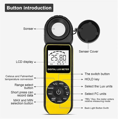 Light Meter, Luxmeter Digital Brightness/Light Meter with Measurement Ranges from 0.01 to 300,000 Lux,Luxmeter in Kuwait