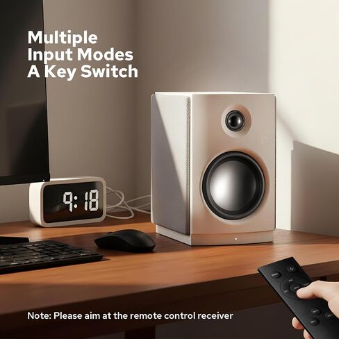 HiVi-Swans OS-10 HiFi Stereo Speakers, Bluetooth 5.0 Active Computer Bookshelf Speakers - 4'' Dynamic Woofer, Powered Desk Speakers 62w RMS with Touch Control for PC/Phone/TV - White in Kuwait