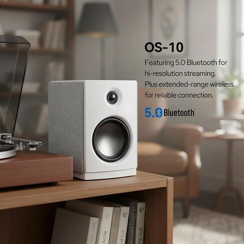 HiVi-Swans OS-10 HiFi Stereo Speakers, Bluetooth 5.0 Active Computer Bookshelf Speakers - 4'' Dynamic Woofer, Powered Desk Speakers 62w RMS with Touch Control for PC/Phone/TV - White in Kuwait