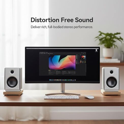 HiVi-Swans OS-10 HiFi Stereo Speakers, Bluetooth 5.0 Active Computer Bookshelf Speakers - 4'' Dynamic Woofer, Powered Desk Speakers 62w RMS with Touch Control for PC/Phone/TV - White in Kuwait