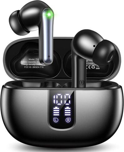 Wireless Earbuds Bluetooth Headphones, 48H Playtime Ear Buds with Mic and LED Digital Display Charging Case, IPX7 Waterproof in-Ear Earphone for iPhone Andriod Phone in Kuwait