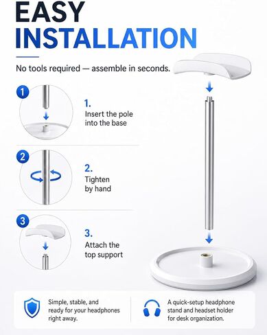 Headphone Stand【1PACK】 Headphone Holder with Storage Tray Compatible for Max Pro, Beats, Bose and Most Gaming Headphones. 【No Tools Required】 YO-2 (White) in Kuwait