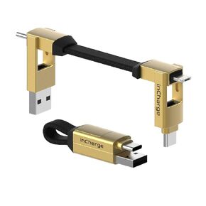 Rolling Square inCharge 6 - Keychain USB C Charger Cable, Lightning Cable and Micro-USB for Smartphone, Universal Cable Charger 6 in 1, USB Plug, 15W, Gray in Kuwait