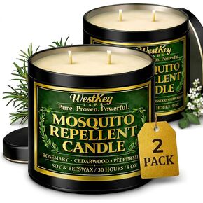 Mosquito Candles for Outside, 2 Pack 9 oz Mosquito Repellent Candles for Patio, Backyard, Porch, Camping & Outdoor Living, Citronella, DEET Free in Saudi Arabia