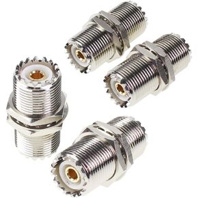 exgoofit UHF Connector Female Nut Bulkhead Panel Mount to SO239 Jack Coaxial Coax Cable Adapter Plug for PL-259 (Pack 4Pcs) in Kuwait