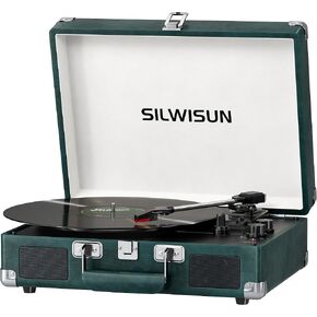 Vinyl Record Player with Speakers Vintage Bluetooth Turntable, Battery Powered 3-Speed Vinyl Player, Retro Suitcase Phonograph, Portable Lp Player RCA Out AUX in Headphone Jack in Saudi Arabia