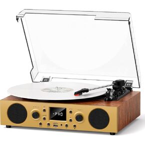 Vintage Walnut Bluetooth Record Player, 3-Speed Turntable in Saudi Arabia