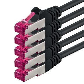 3m - CAT6a - Network cable black - 5 pieces CAT 6a S-FTP double shielded PIMF 500MHz halogen free patch cable compatible with CAT5 CAT6 CAT7 CAT8 10GBASE-T - 10000 Mbps for switch, router, modem in Kuwait