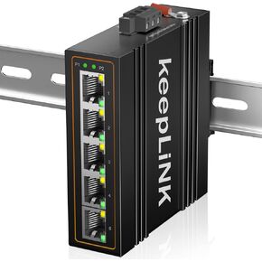 5-Port Industrial Ethernet Switch, Unmanaged 10/100Mbps DIN-Rail Network Switch, IP40, Operating Temperature Range of -30°C– 75°C (-22°F – 167°F) in Kuwait