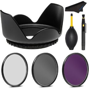 PRO 77mm Filter Kit + PRO 77 mm Tulip Lens Hood for Tokina AF-X Pro 16-50mm f/2.8 DX - 77 mm Polarizing Filter, 77mm UV Filter, 77mm Florescent Filter & 77mm Flower Lens Shade Hood in Kuwait
