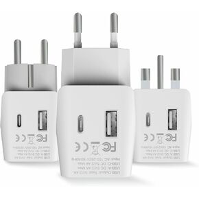 Ceptics Switzerland Travel Adapter Plug with Dual USB + Usa Input - Type J - Ultra Compact - Safe Grounded for Laptops, Cell Phones, Chargers, Camera and More (CTU-11A ) in Kuwait
