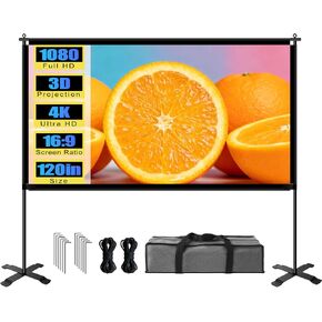 120 inch Outdoor Projector Screen with Stand, Portable Projector Screen with Carry Bag, 4K Anti Light Glare Movie Projection Screen for World Cup Indoor Room Home Theate in Saudi Arabia