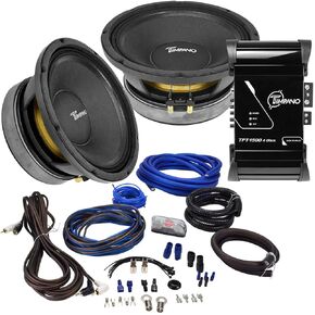 Timpano 1500 Watts Dual 10" Midrange with Amplifier - 2X TPT-MD10 PRO 10" Speaker + TPT-1500 4 Ohm Full Range amp 1500 Watts at 4 Ohm Car Audio (Bundle) + Free Wiring Kit in Saudi Arabia