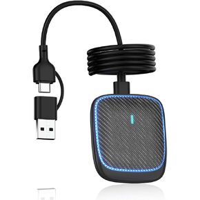Wireless CarPlay Adapter for iPhone,Convert Wired to Apple Car Play Wireless Adapter, Plug and Play, with 60CM Extension Cable USB & Type-C, Connection Stable No Delay in Kuwait