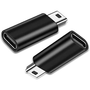 Black USB C to Mini USB Adapter, USB Type C Female to Mini USB 2.0 Type B Male Connector Support Charging Data Transfer Compatible with MP3 Player, Dash Cam, Digital Camera and More (2-Packs) in Saudi Arabia