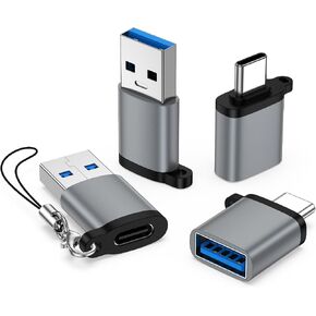 USB to USB C Adapter 4-Pack,5Gbps USB 3.0 Type C OTG Charger Converter,Grey in Saudi Arabia