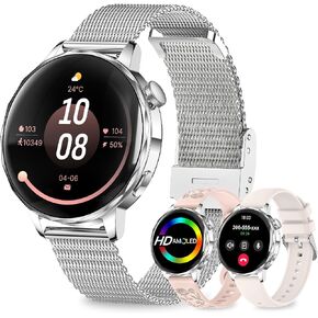 Smart Watches for Women,3 Bands,1.27" High Clear 3D Curved Screen Smart Watch with Bluetooth Calls,HR/Steps/Calories/BP/Sleep,120+ Sports IP68 Activity Tracker Android&iOS Rosegold in Kuwait