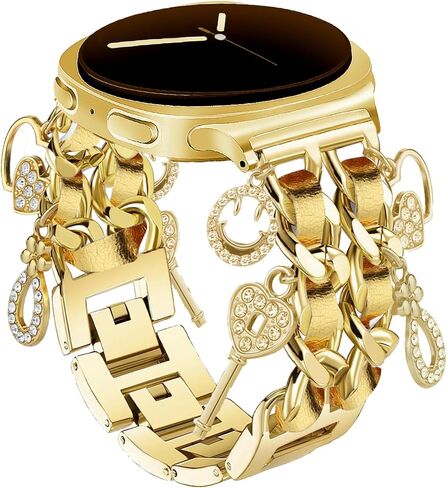 Silver Bracelet Band with Cute Charm Compatible for Samsung Galaxy watch 9 8 40mm/44mm, Metal Replacement Strap for Galaxy Watch 8 Classic 46mm Women in Kuwait