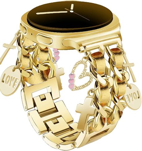Silver Bracelet Band with Cute Charm Compatible for Samsung Galaxy watch 9 8 40mm/44mm, Metal Replacement Strap for Galaxy Watch 8 Classic 46mm Women in Saudi Arabia