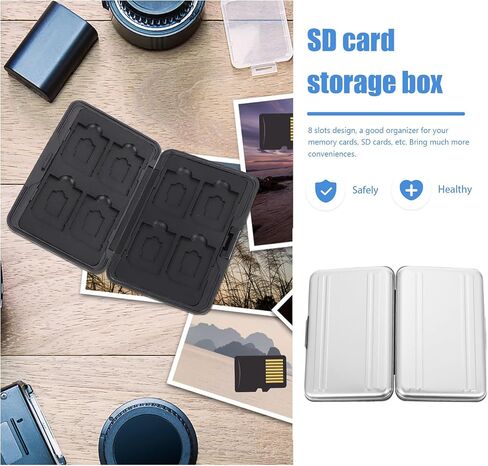 Operitacx Memory Card Case Box and Memory Card Holder for Photographers Shockproof Waterproof Storage Case Silver Gray Portable Digital Camera Accessory Storage in Kuwait