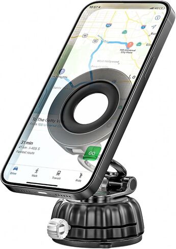 Strong Suction Cup Magnetic Car Phone Holder for iPhone & Android Phones, Shock-Resistant Phone Mount for Dashboard Windshield, 360° Rotation, Heavy-Duty, Foldable, Hands-Free, Ideal for Navigation in Saudi Arabia