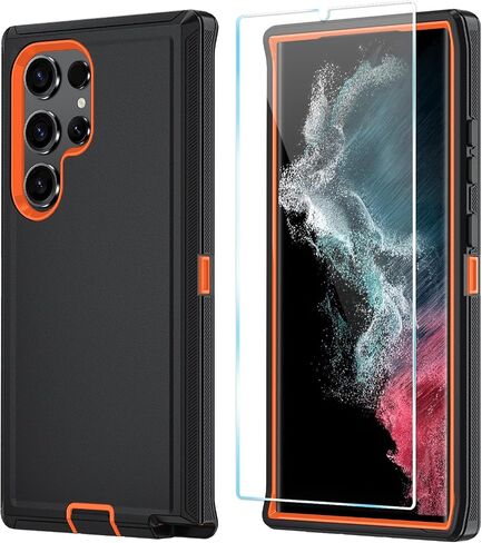 ONOLA Phone Case for Samsung Galaxy S22 Case with HD Screen Protector, Heavy Duty Shockproof & Dropproof 3-Layer Cover Phone Case for Galaxy S22 6.1'',PurpleSkyBlue in Kuwait