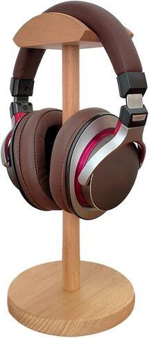 Headphone Holder Wooden Headphone Holder Walnut Headset Hanger Stand Gaming Holder Desktop Earphone Anti-Slip Stand with Solid Wooden Base Headset Stand (Color : Beech) in Kuwait