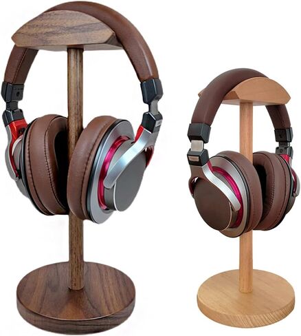 Headphone Holder Wooden Headphone Holder Walnut Headset Hanger Stand Gaming Holder Desktop Earphone Anti-Slip Stand with Solid Wooden Base Headset Stand (Color : Beech) in Kuwait