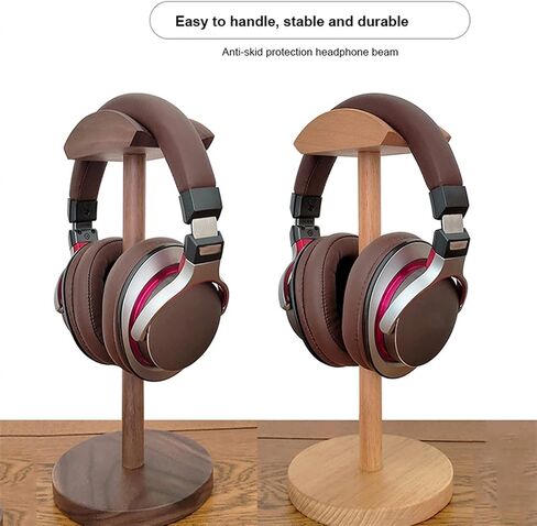 Headphone Holder Wooden Headphone Holder Walnut Headset Hanger Stand Gaming Holder Desktop Earphone Anti-Slip Stand with Solid Wooden Base Headset Stand (Color : Beech) in Kuwait
