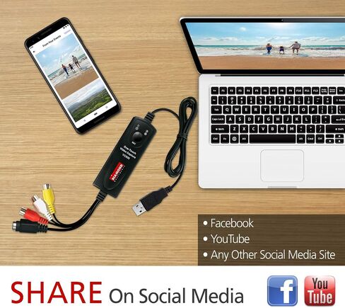 Diamond Multimedia VC500 One Touch VHS to Digital Converter – Capture & Convert VHS to Digital Files or DVD, Easy-to-Use Software, Windows 11,10 & Mac Compatible in Kuwait