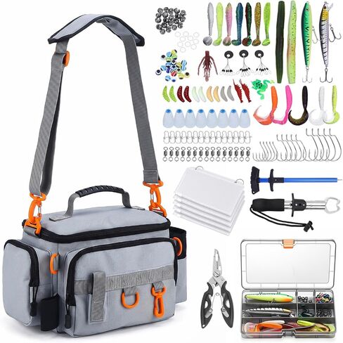 Fishing Tackle Bags with Tackle Box &Tool Set,Gifts for Men(Gray) in Kuwait