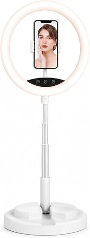 LED Ring 12" Light with Telescopic Base and Cell Phone Holder, White in Kuwait
