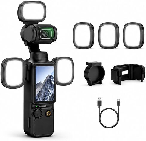 3-Pack Magnetic Fill Light for DJI Osmo Pocket 4, Rechargeable in Kuwait