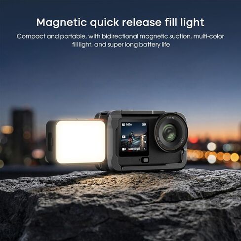 Diyeeni Magnetic LED Fill Light, 3000K-6000K Color Temperature Quick Release Magnetic Camera Light, CRI95+ Mini On Camera Video for Osmo Action 6 in Kuwait