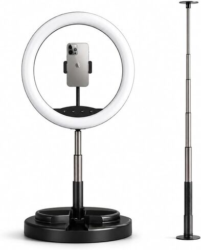 LED Ring 12" Light with Telescopic Base and Stand, Black in Kuwait