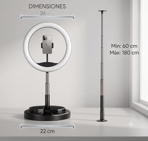 LED Ring 12" Light with Telescopic Base and Stand, Black in Kuwait