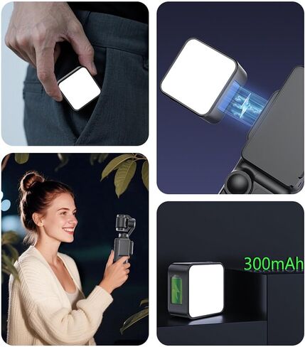 Action Camera Video Light Fit for 3 Magnetic Fill Light Attachment USB C Rechargeable for Soft Lighting, Lightweight Design for Outdoor Vlogging in Kuwait