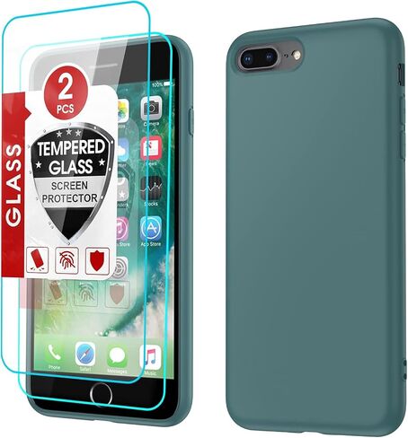 LeYi for iPhone 8 Plus/7 Plus Case: Slim Soft Silicone Cover, Green in Saudi Arabia