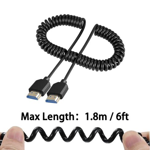 Danfetsoy 8K HDMI Coiled Cable 3Ft- 6Ft, HDMI Male to Male Coiled Cable 48Gbps Supports 8K@60Hz, 4K@120Hz Suitable for Monitor, Laptop, PC, TV (1.8m/6.6feet) in Kuwait