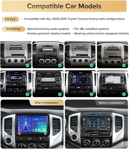 9" QLED Stereo for Toyota Tacoma 2005-2015 Wireless CarPlay in Kuwait