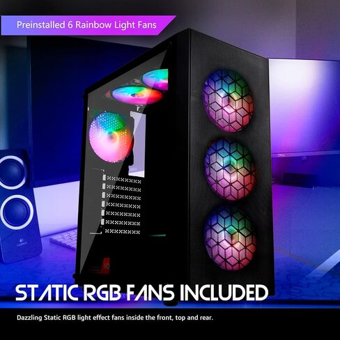 RAIDMAX X921 Mesh Airflow ATX Mid Tower Gaming PC Case, 6X 120mm Static RGB Color Fans Pre-Installed, Tempered Glass Side Panel, High Airflow Design, Supports 320mm GPU & 240mm Radiator (case only) in Kuwait